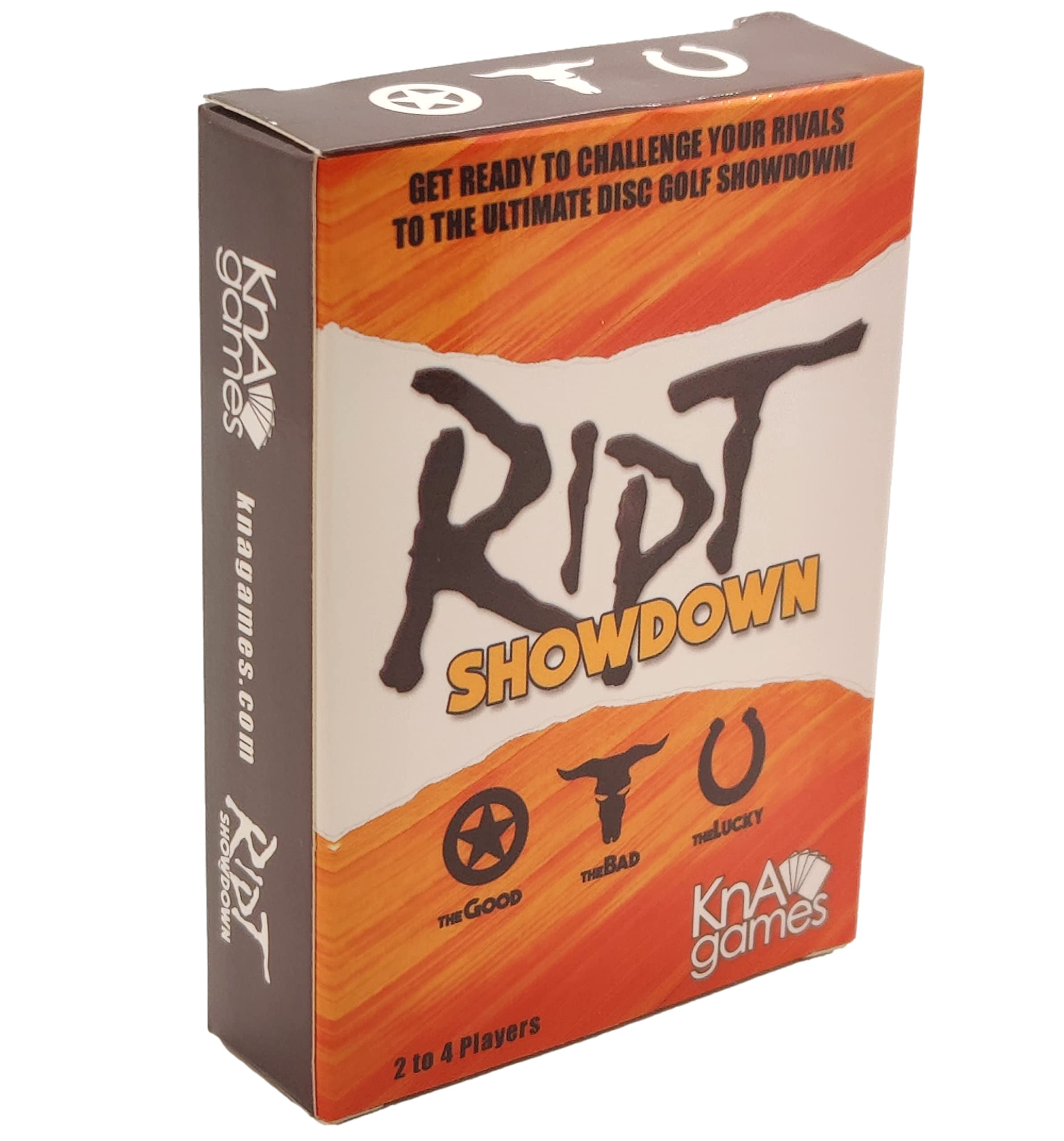 RIPT Showdown card game box featuring disc golf theme.